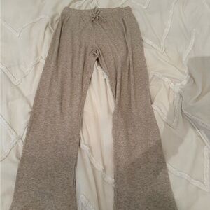 perfectwhitetee Ribbed Knit Pants in Light Beige